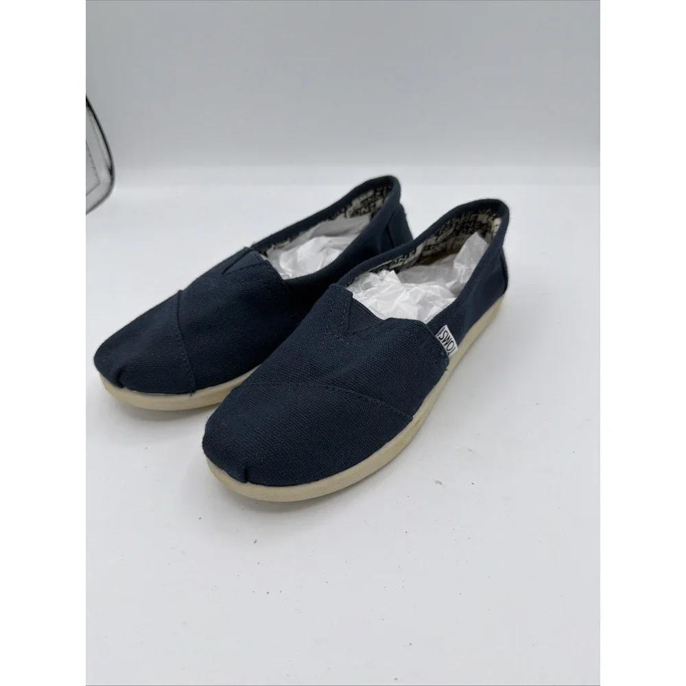 TOMS Alpargata Girls Navy Canvas Slip On Shoes Size Y13